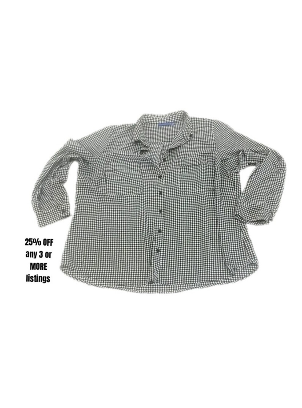 Argyle Size XXL APT.9 Black White Check Print Button-Up Shirt Longsleeve Pockets